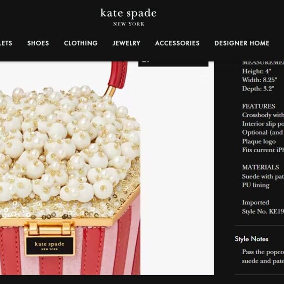🍿 Kate Spade “What’s Popping?” 3D Popcorn Crossbody – NWT, Rare, Iconic - Picture 7 of 7
